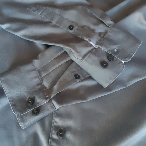 Jhane Barnes SZ 15.5 Modern Fit Grey Cotton Men's Button Up Shirt ⚡️3 for $35⚡️ - Picture 5 of 13